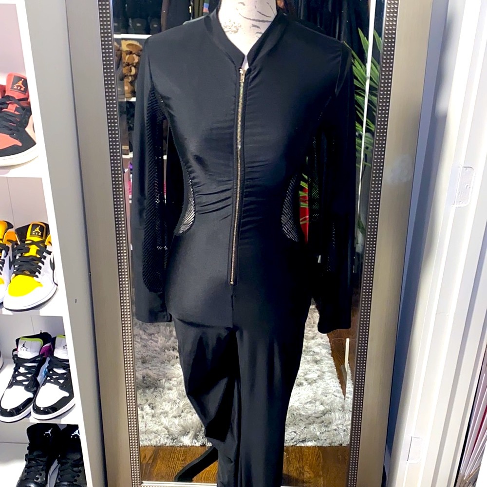 Black jumpsuit with sheer sides